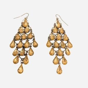 Sparkling Chandelier Teardrop Dangle Earrings Gold Tone Glamorous